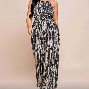 Black and White Patterned Jumpsuit